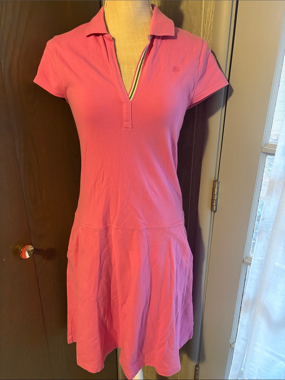 Lilly Pulitzer Pink Cotton Polo Dress Stretch Pockets Tennis Preppy 80s Retro
